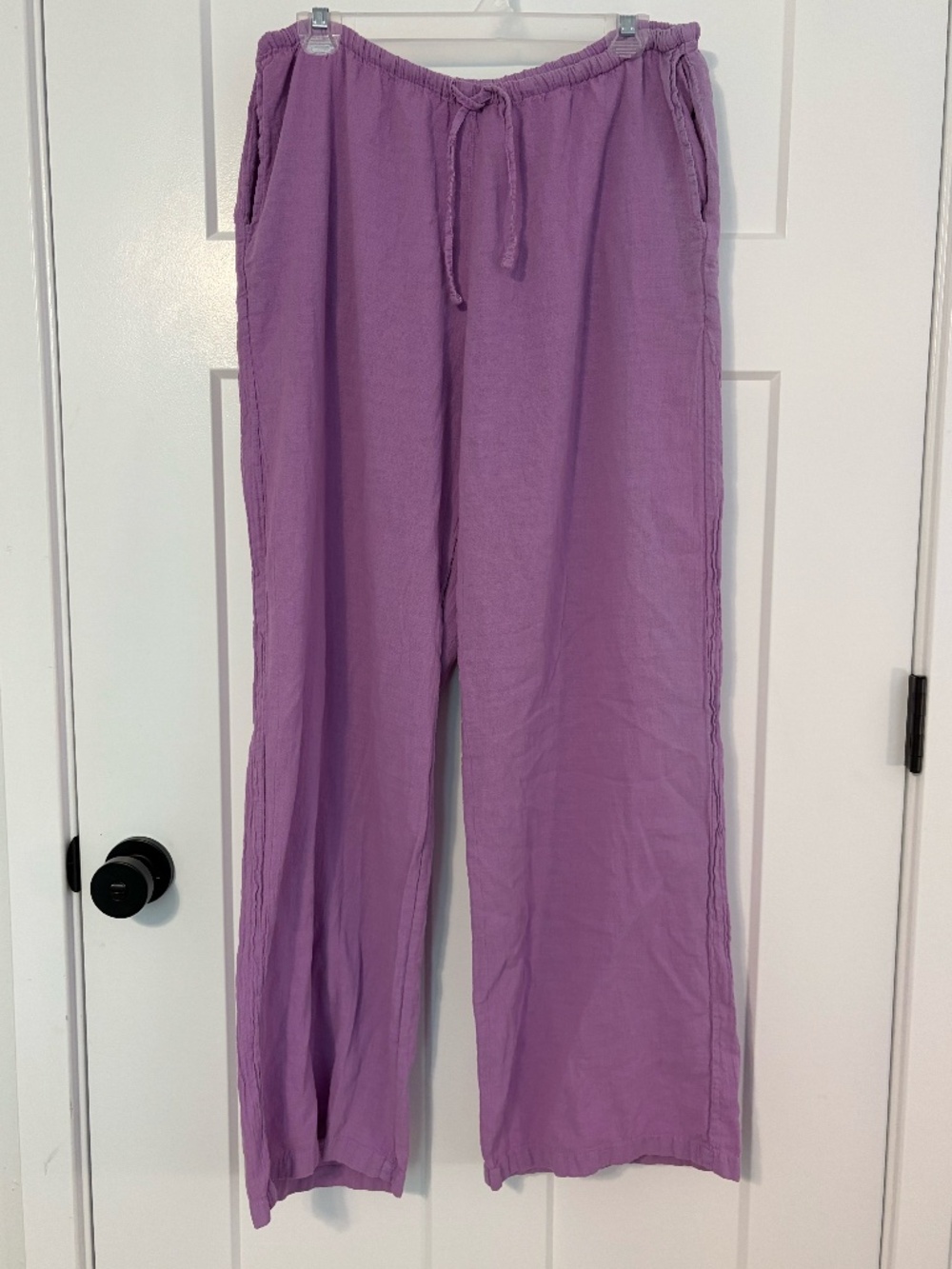 Blanco By Nature Purple 100% Cotton Flowy Straight Wide Leg Pants XL Peru Made